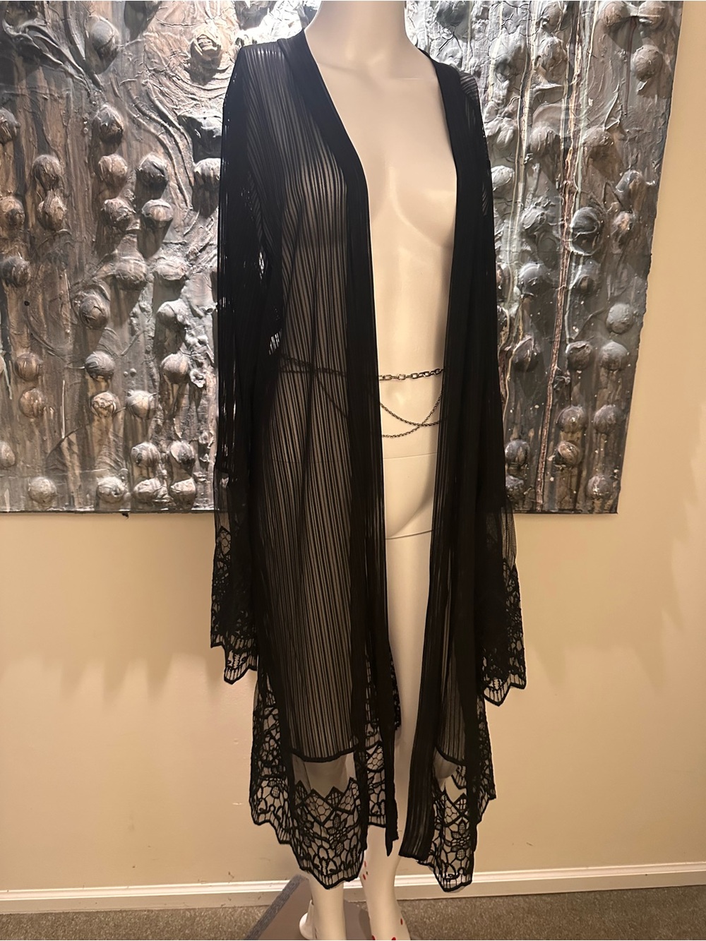 2X worn once Lace & Pleated Duster Cardigan Cover Up Washed Once